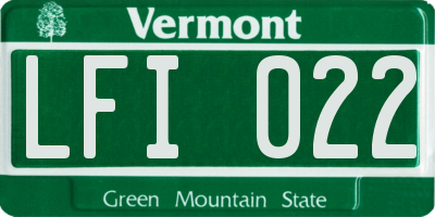 VT license plate LFI022