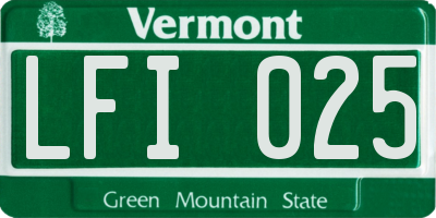 VT license plate LFI025