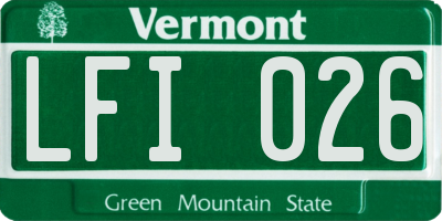 VT license plate LFI026