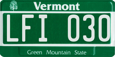 VT license plate LFI030
