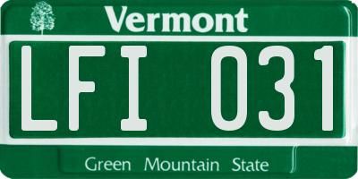 VT license plate LFI031
