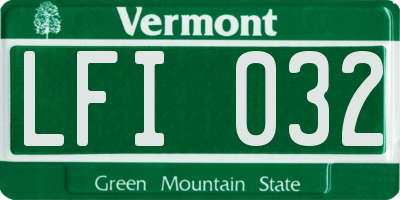 VT license plate LFI032