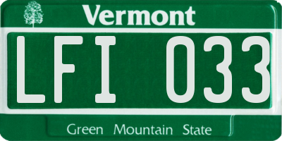 VT license plate LFI033