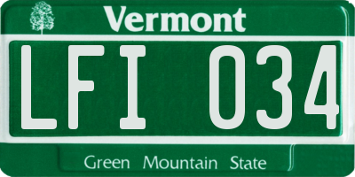 VT license plate LFI034