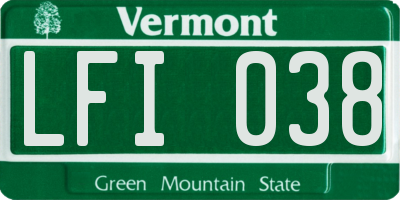 VT license plate LFI038
