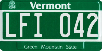 VT license plate LFI042