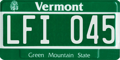 VT license plate LFI045