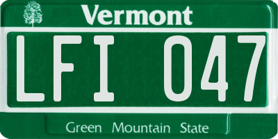 VT license plate LFI047
