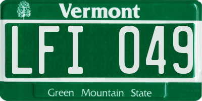 VT license plate LFI049
