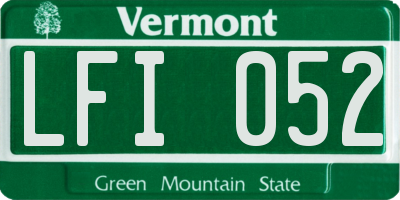 VT license plate LFI052