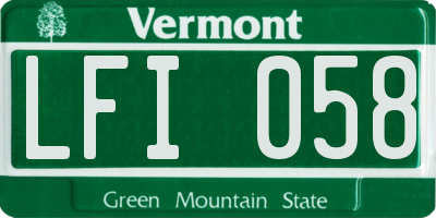 VT license plate LFI058