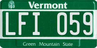 VT license plate LFI059