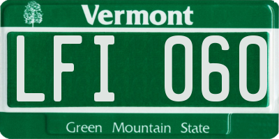 VT license plate LFI060