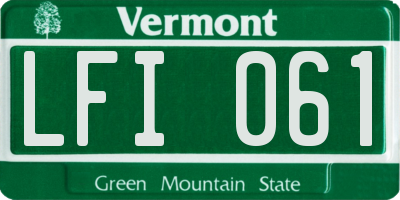 VT license plate LFI061