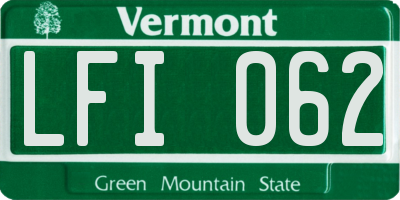 VT license plate LFI062