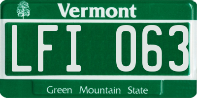 VT license plate LFI063