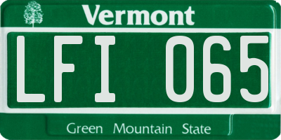 VT license plate LFI065