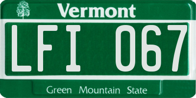 VT license plate LFI067