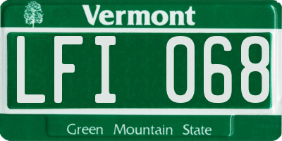 VT license plate LFI068