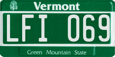 VT license plate LFI069