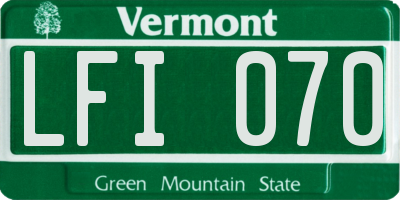VT license plate LFI070