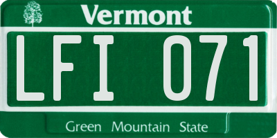 VT license plate LFI071