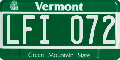 VT license plate LFI072