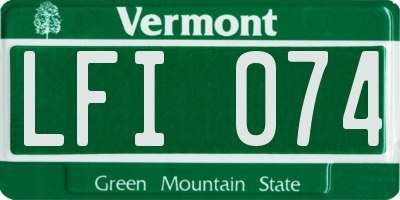 VT license plate LFI074