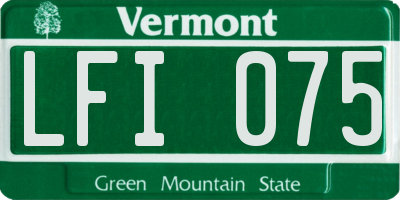 VT license plate LFI075