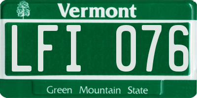 VT license plate LFI076