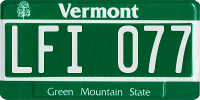 VT license plate LFI077