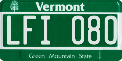 VT license plate LFI080