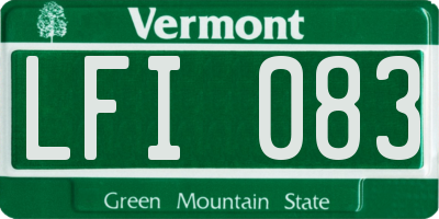 VT license plate LFI083