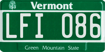 VT license plate LFI086