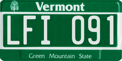 VT license plate LFI091
