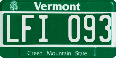 VT license plate LFI093
