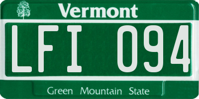 VT license plate LFI094