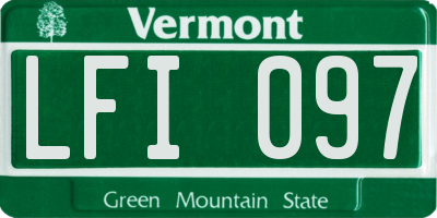 VT license plate LFI097