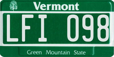 VT license plate LFI098