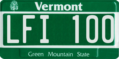 VT license plate LFI100