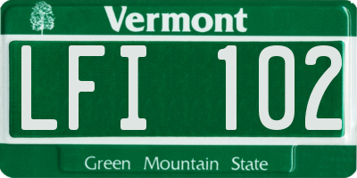 VT license plate LFI102