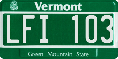 VT license plate LFI103