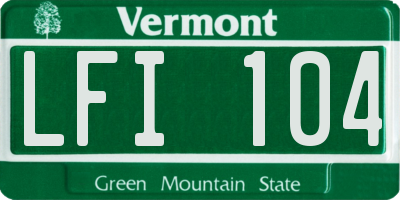 VT license plate LFI104