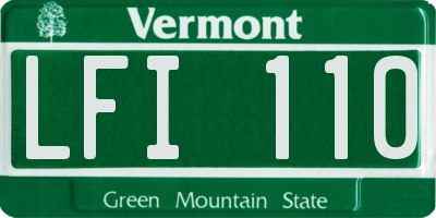 VT license plate LFI110