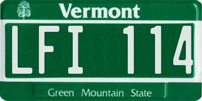 VT license plate LFI114