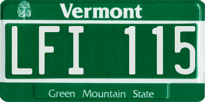 VT license plate LFI115