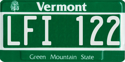 VT license plate LFI122