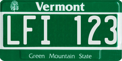 VT license plate LFI123