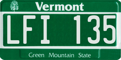 VT license plate LFI135