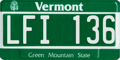 VT license plate LFI136